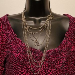 Multi-strand chain necklace w/ charms